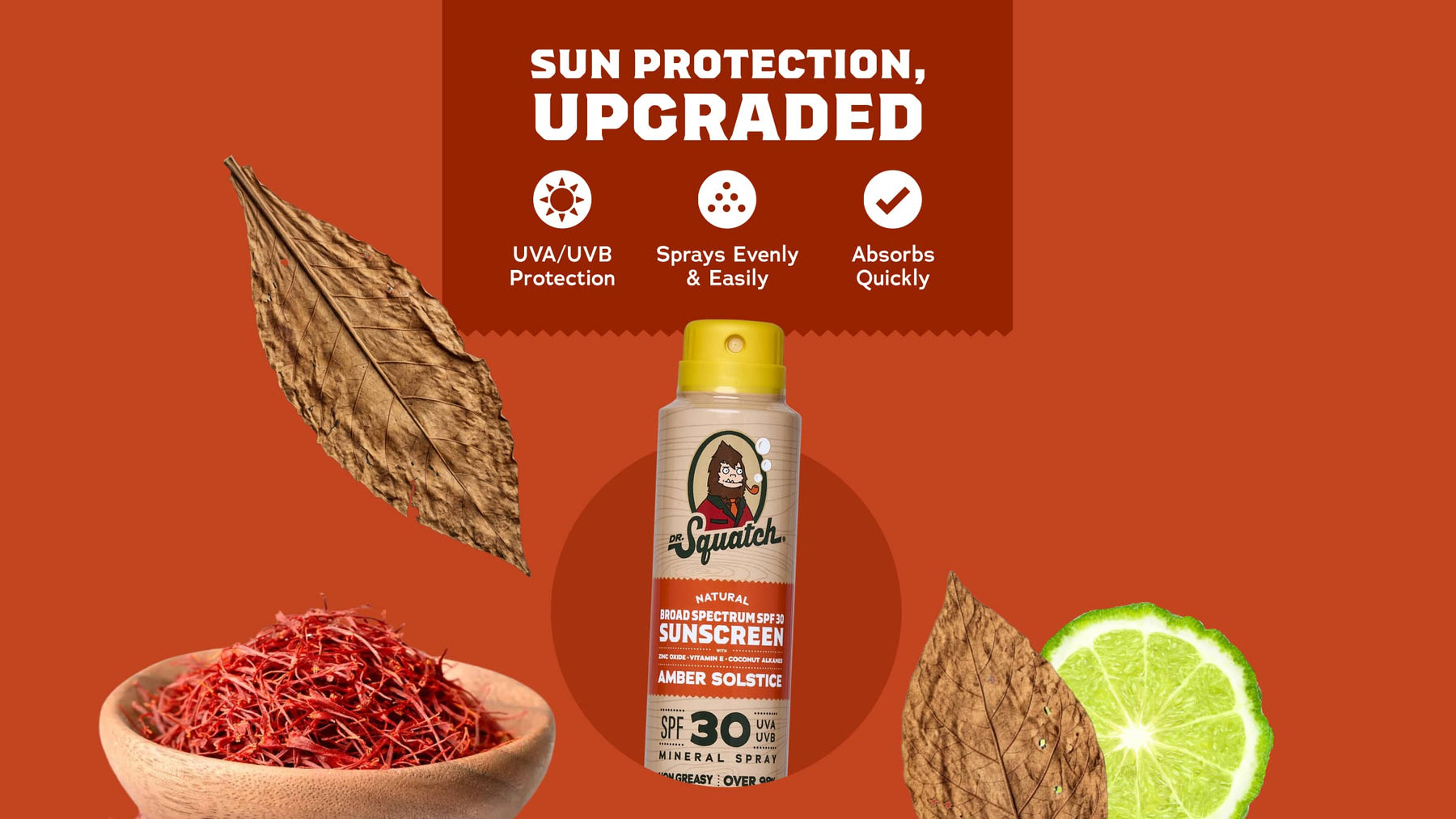 Dr. Squatch Spray | SPF 30 UVA/UVB Protection | Non-Greasy Mineral Sunscreen for Men - Clean Comfort