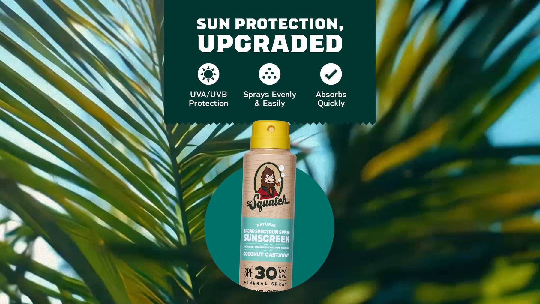 Dr. Squatch Spray | SPF 30 UVA/UVB Protection | Non-Greasy Mineral Sunscreen for Men - Clean Comfort