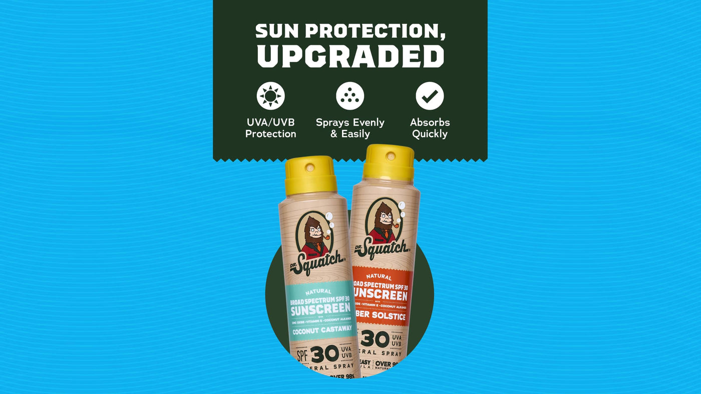 Dr. Squatch Spray 2-Pack | SPF 30 UVA/UVB Protection | Non-Greasy Mineral Sunscreen for Men - Gift Ready